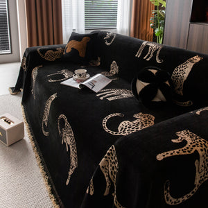 Leopard Sofa Cover Blanket Stylish Furniture Protector Throw for Couches & Loveseats