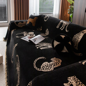 Leopard Sofa Cover Blanket Stylish Furniture Protector Throw for Couches & Loveseats