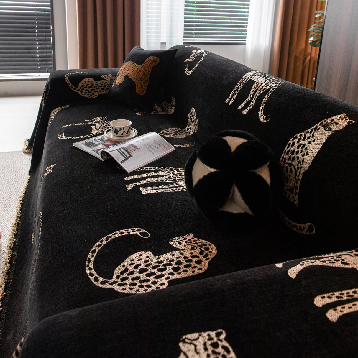 Leopard Sofa Cover Blanket Stylish Furniture Protector Throw for Couches & Loveseats