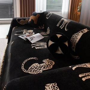 Leopard Sofa Cover Blanket Stylish Furniture Protector Throw for Couches & Loveseats