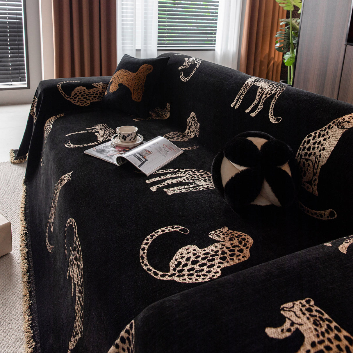 Leopard Sofa Cover Blanket Stylish Furniture Protector Throw for Couches & Loveseats