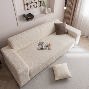 Modern Wavy Jacquard Sofa Slipcover, High Stretch Sofa Cover with 3D Organic Texture
