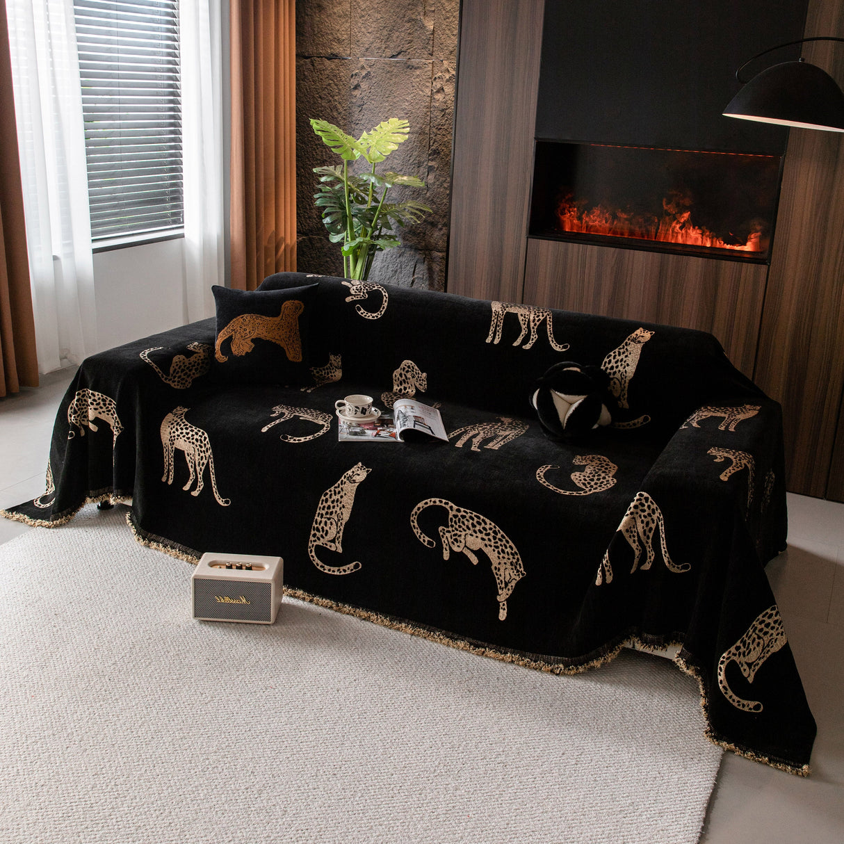 Leopard Sofa Cover Blanket Stylish Furniture Protector Throw for Couches & Loveseats