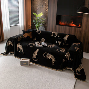 Leopard Sofa Cover Blanket Stylish Furniture Protector Throw for Couches & Loveseats