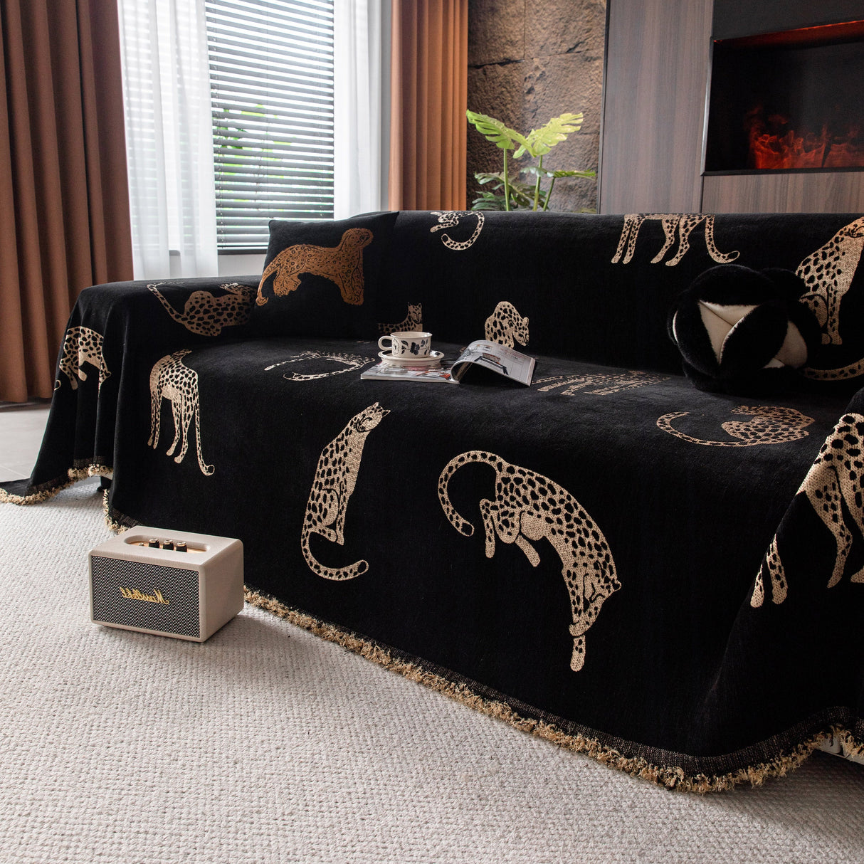 Leopard Sofa Cover Blanket Stylish Furniture Protector Throw for Couches & Loveseats