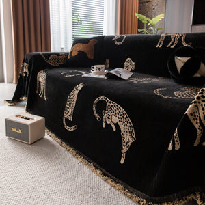 Leopard Sofa Cover Blanket Stylish Furniture Protector Throw for Couches & Loveseats