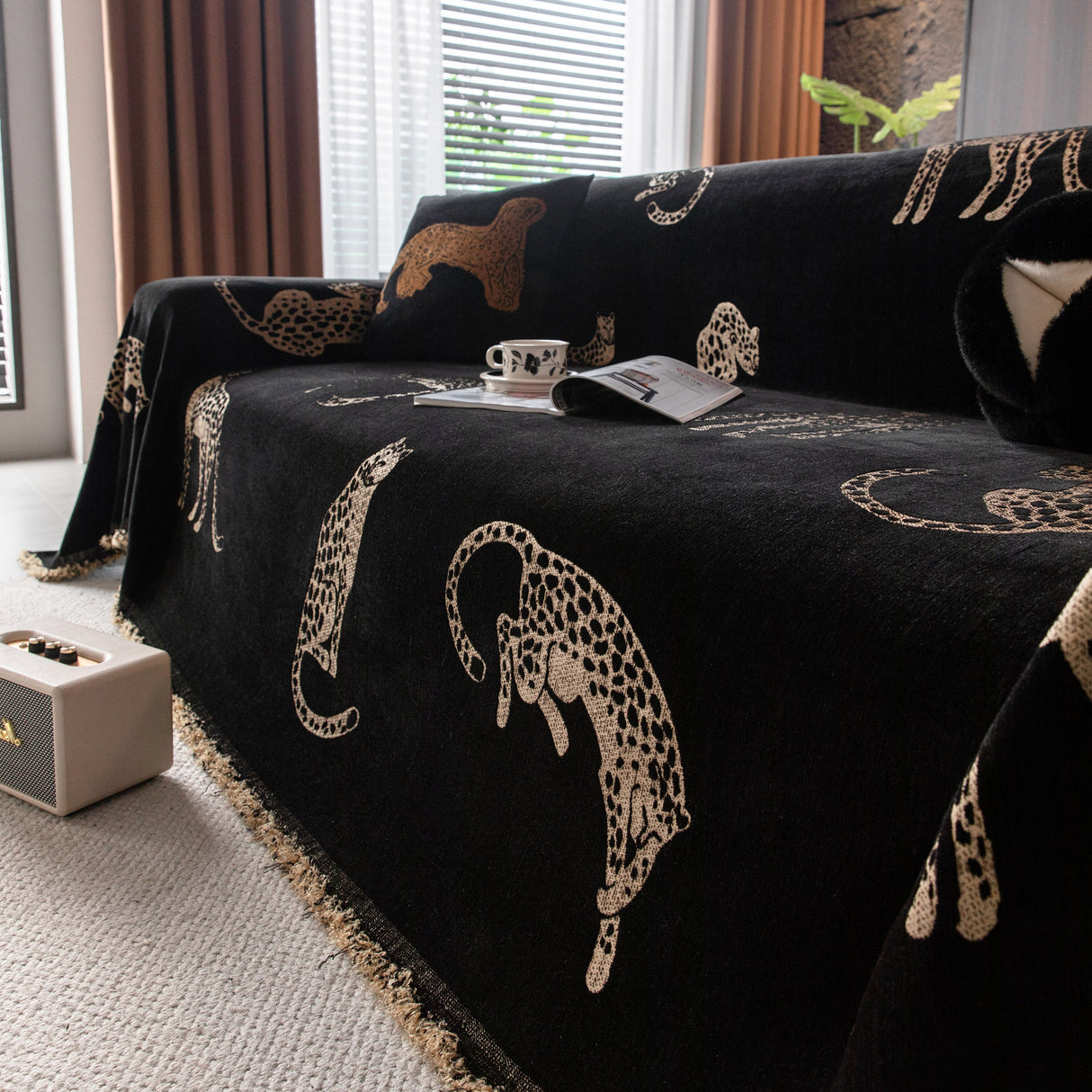 Leopard Sofa Cover Blanket Stylish Furniture Protector Throw for Couches & Loveseats