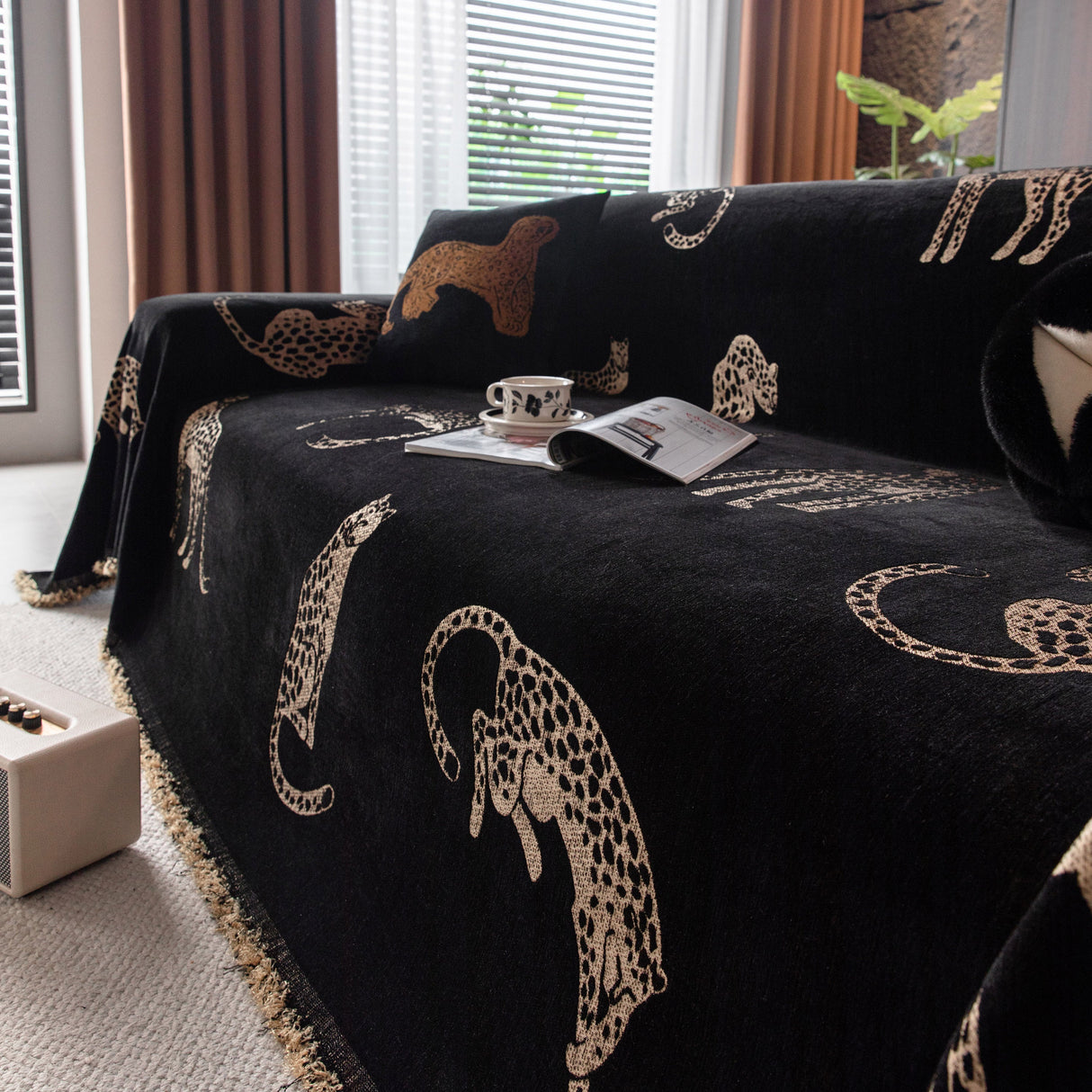 Leopard Sofa Cover Blanket Stylish Furniture Protector Throw for Couches & Loveseats