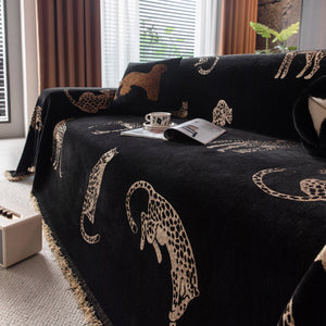 Leopard Sofa Cover Blanket Stylish Furniture Protector Throw for Couches & Loveseats