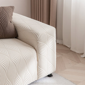 Modern Wavy Jacquard Sofa Slipcover, High Stretch Sofa Cover with 3D Organic Texture