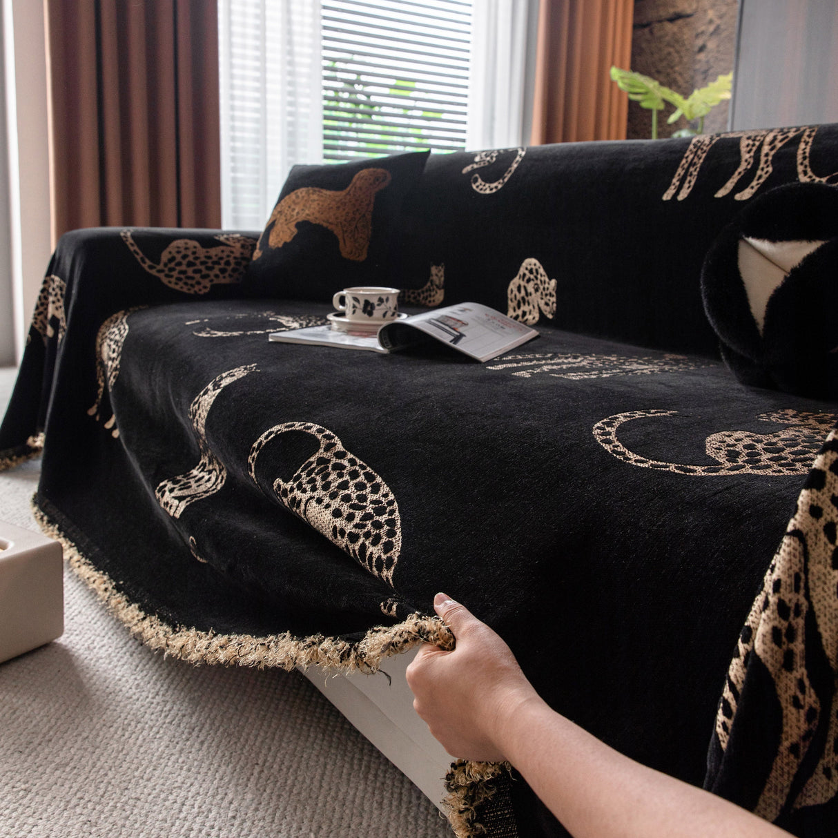 Leopard Sofa Cover Blanket Stylish Furniture Protector Throw for Couches & Loveseats