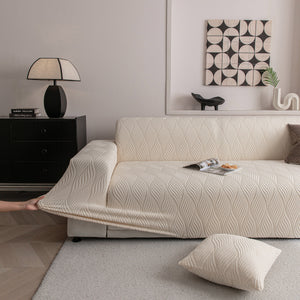 Modern Wavy Jacquard Sofa Slipcover, High Stretch Sofa Cover with 3D Organic Texture