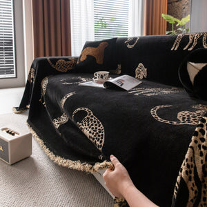 Leopard Sofa Cover Blanket Stylish Furniture Protector Throw for Couches & Loveseats