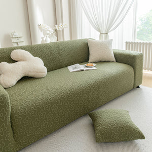 High Stretch Jacquard Sofa Slipcover, Soft Spandex Textured Floral Couch Cover