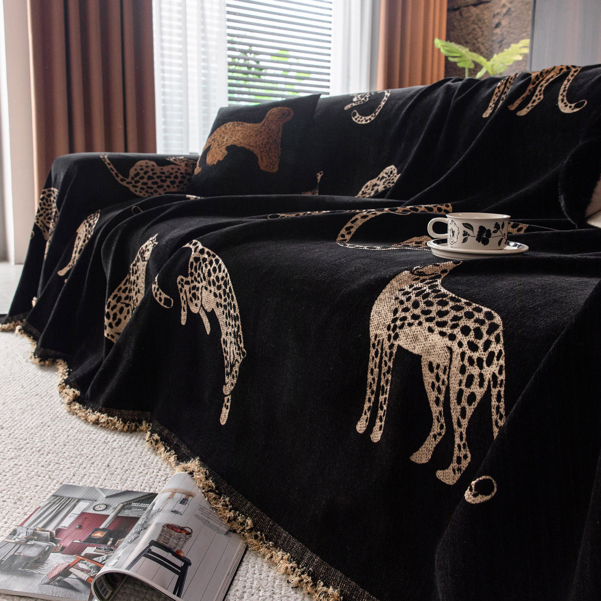 Leopard Sofa Cover Blanket Stylish Furniture Protector Throw for Couches & Loveseats
