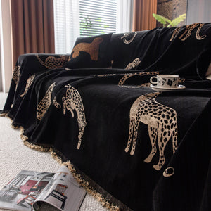 Leopard Sofa Cover Blanket Stylish Furniture Protector Throw for Couches & Loveseats