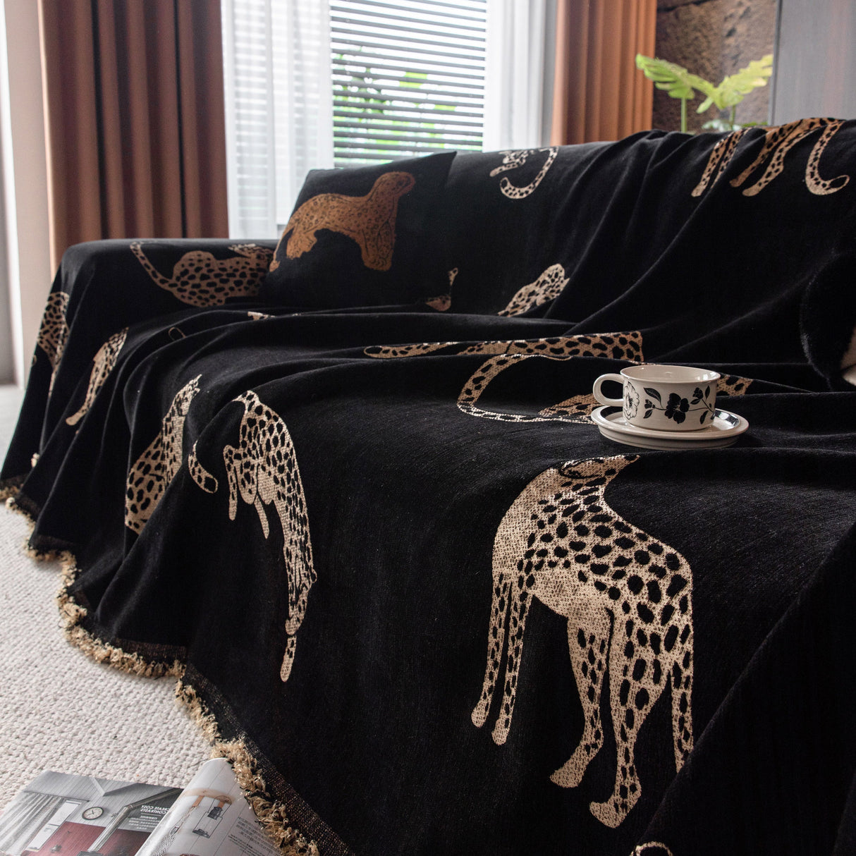 Leopard Sofa Cover Blanket Stylish Furniture Protector Throw for Couches & Loveseats