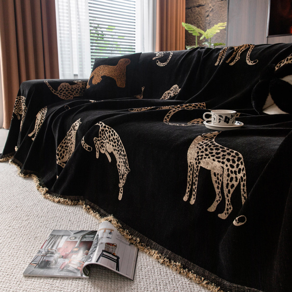 Leopard Sofa Cover Blanket Stylish Furniture Protector Throw for Couches & Loveseats