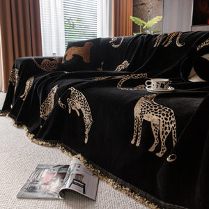 Leopard Sofa Cover Blanket Stylish Furniture Protector Throw for Couches & Loveseats