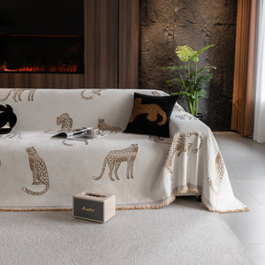 Leopard Sofa Cover Blanket Stylish Furniture Protector Throw for Couches & Loveseats