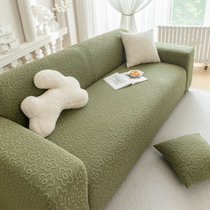 High Stretch Jacquard Sofa Slipcover, Soft Spandex Textured Floral Couch Cover