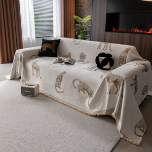 Leopard Sofa Cover Blanket Stylish Furniture Protector Throw for Couches & Loveseats
