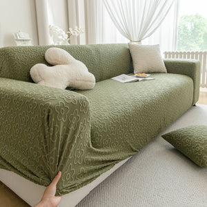 High Stretch Jacquard Sofa Slipcover, Soft Spandex Textured Floral Couch Cover