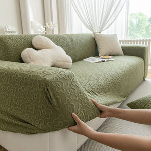 High Stretch Jacquard Sofa Slipcover, Soft Spandex Textured Floral Couch Cover