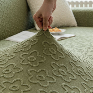 High Stretch Jacquard Sofa Slipcover, Soft Spandex Textured Floral Couch Cover