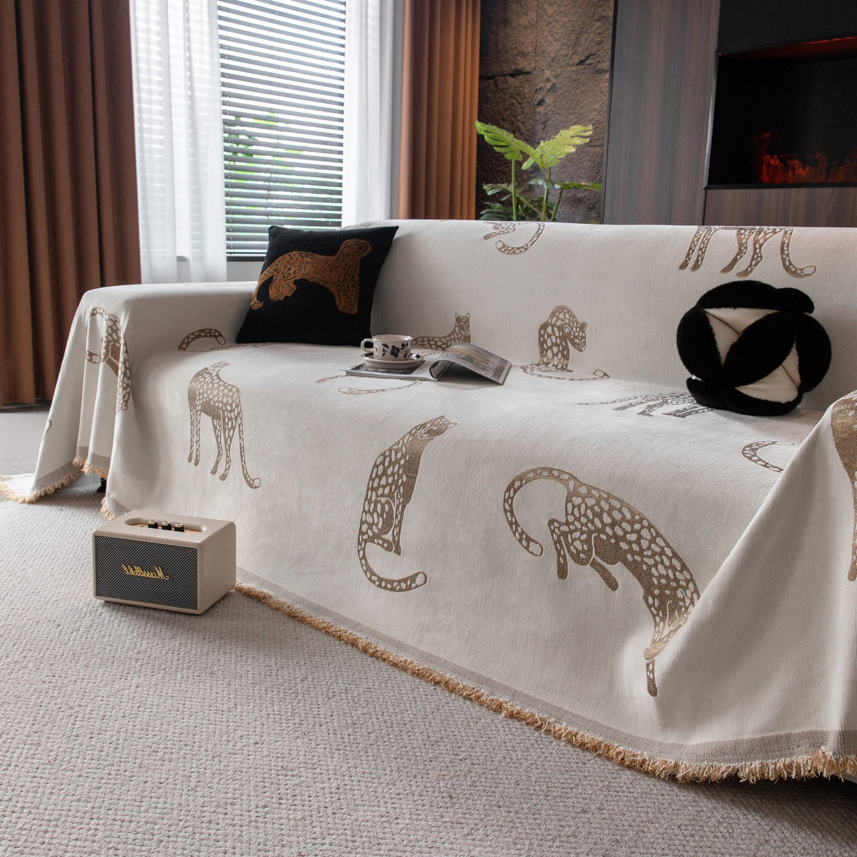 Leopard Sofa Cover Blanket Stylish Furniture Protector Throw for Couches & Loveseats