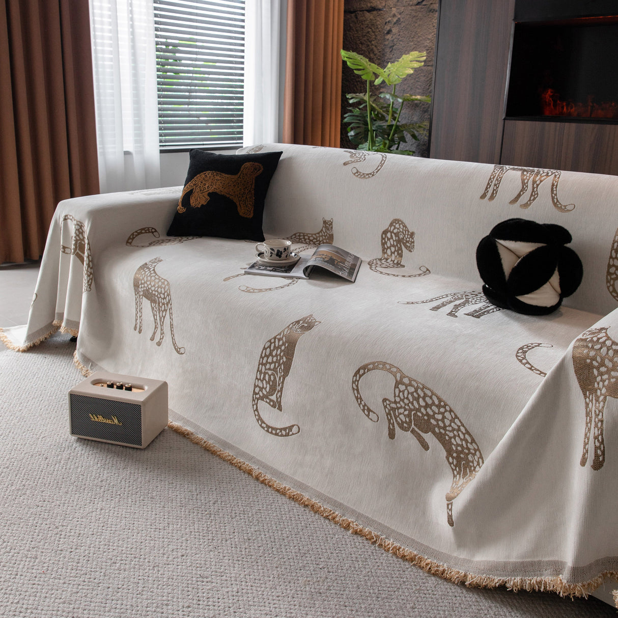 Leopard Sofa Cover Blanket Stylish Furniture Protector Throw for Couches & Loveseats