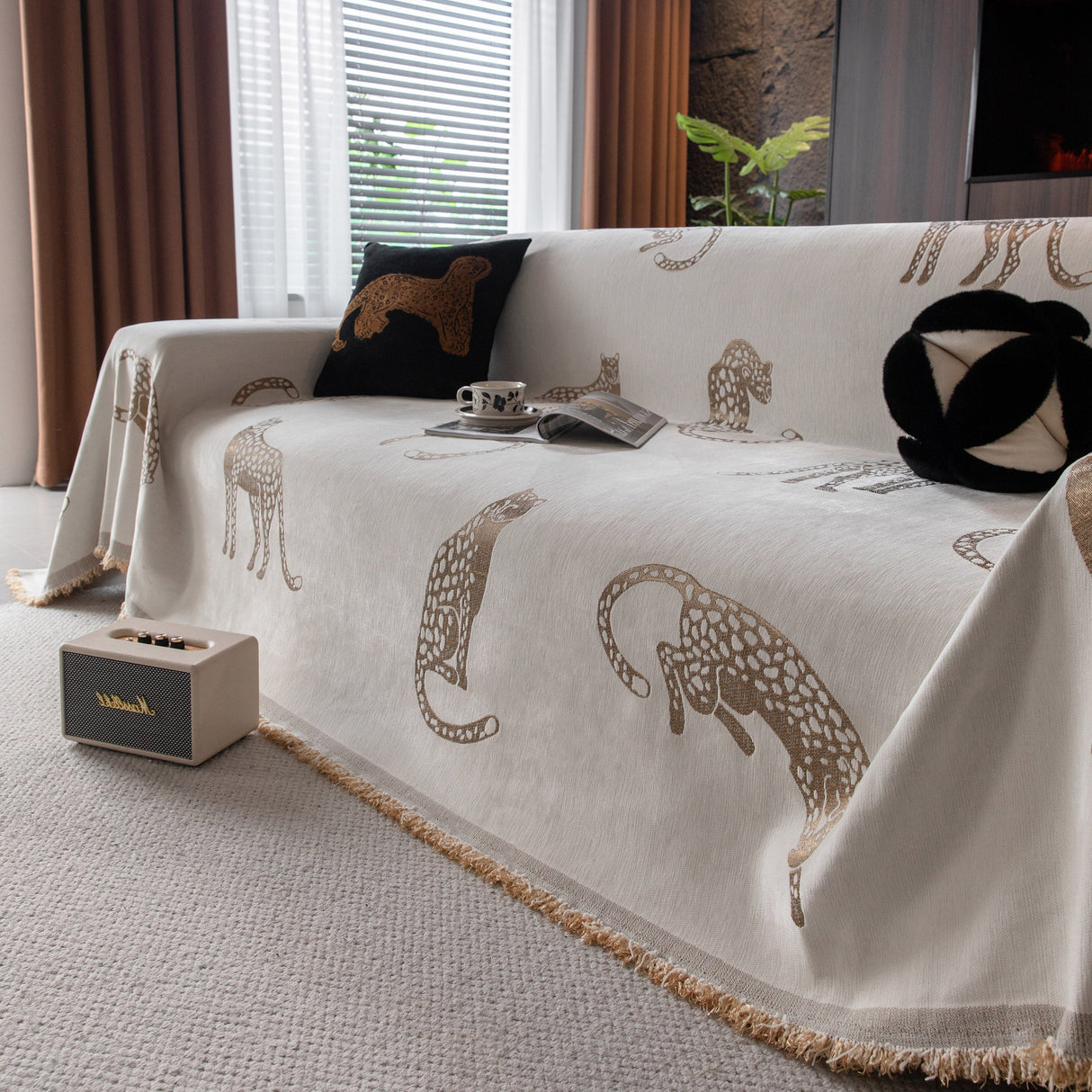 Leopard Sofa Cover Blanket Stylish Furniture Protector Throw for Couches & Loveseats