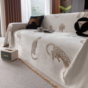 Leopard Sofa Cover Blanket Stylish Furniture Protector Throw for Couches & Loveseats