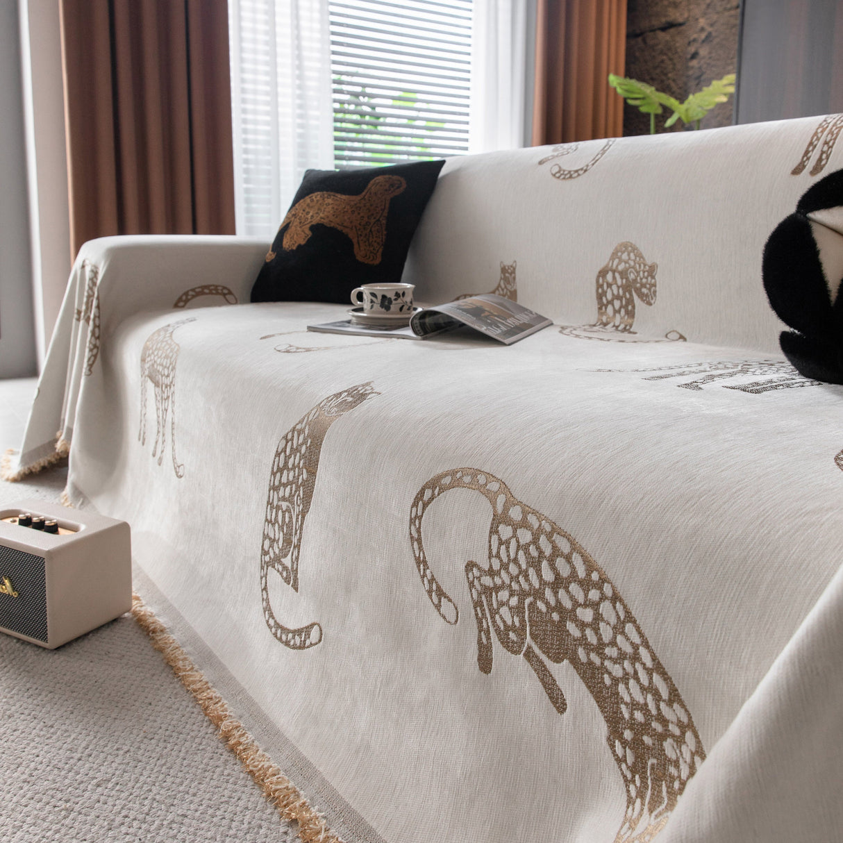 Leopard Sofa Cover Blanket Stylish Furniture Protector Throw for Couches & Loveseats