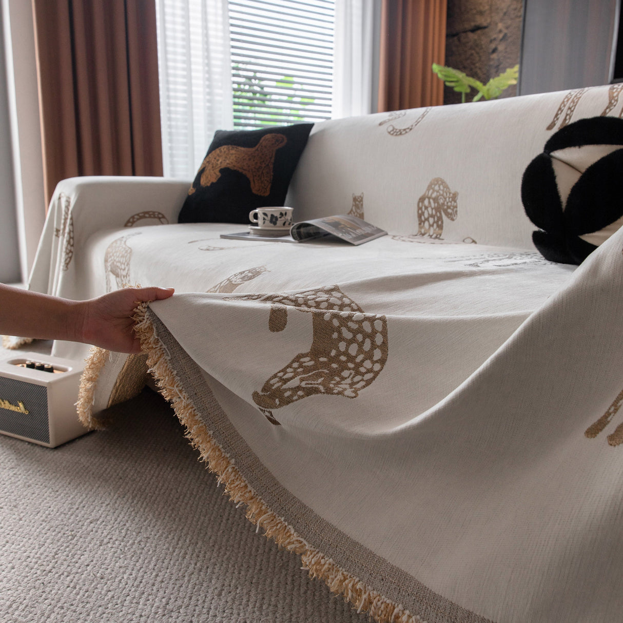 Leopard Sofa Cover Blanket Stylish Furniture Protector Throw for Couches & Loveseats