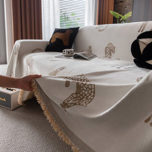 Leopard Sofa Cover Blanket Stylish Furniture Protector Throw for Couches & Loveseats