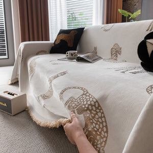 Leopard Sofa Cover Blanket Stylish Furniture Protector Throw for Couches & Loveseats