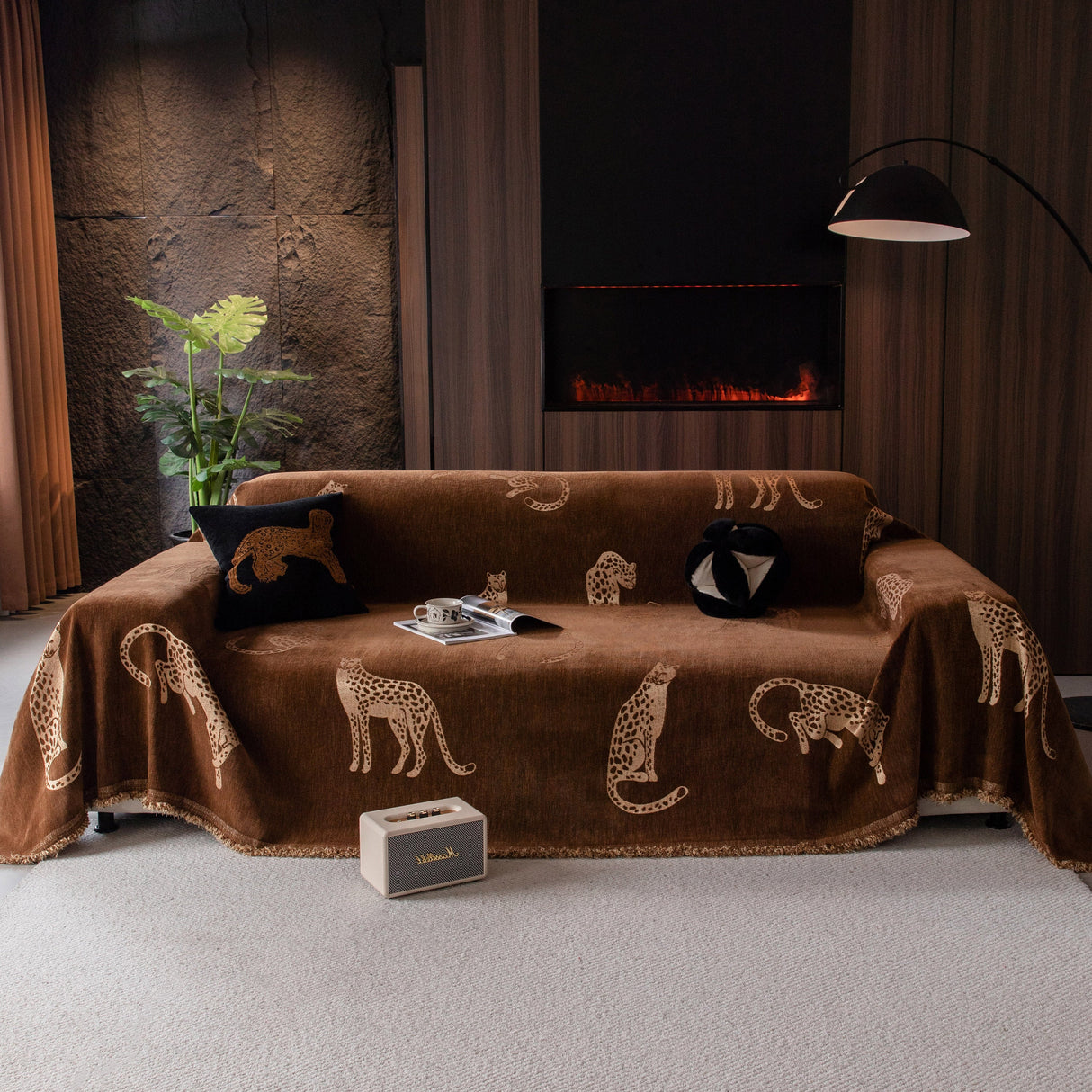 Leopard Sofa Cover Blanket Stylish Furniture Protector Throw for Couches & Loveseats