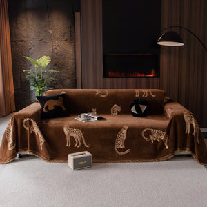 Leopard Sofa Cover Blanket Stylish Furniture Protector Throw for Couches & Loveseats