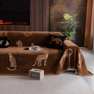 Leopard Sofa Cover Blanket Stylish Furniture Protector Throw for Couches & Loveseats
