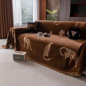 Leopard Sofa Cover Blanket Stylish Furniture Protector Throw for Couches & Loveseats