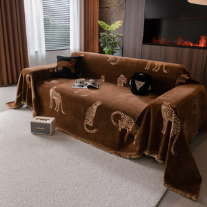 Leopard Sofa Cover Blanket Stylish Furniture Protector Throw for Couches & Loveseats