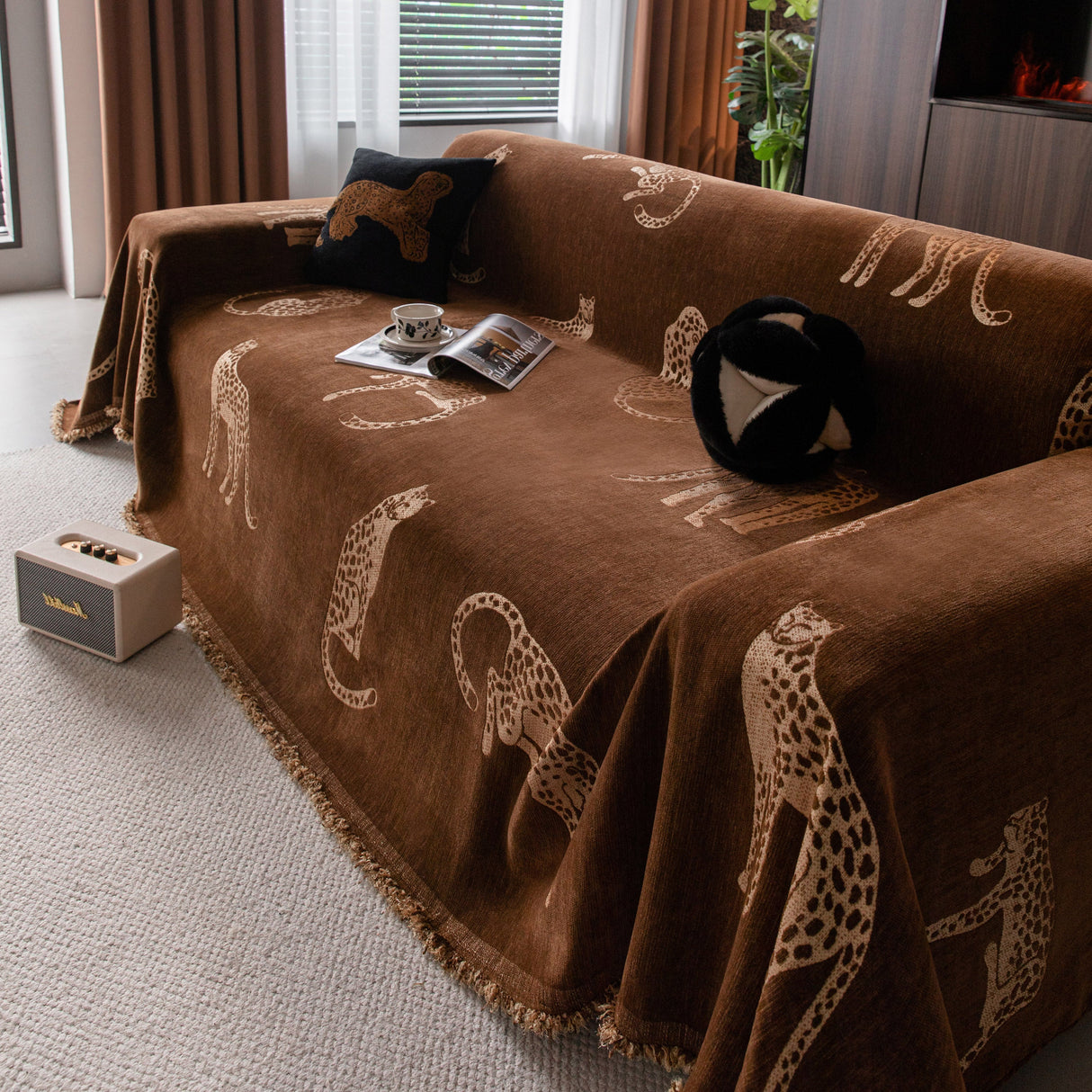 Leopard Sofa Cover Blanket Stylish Furniture Protector Throw for Couches & Loveseats