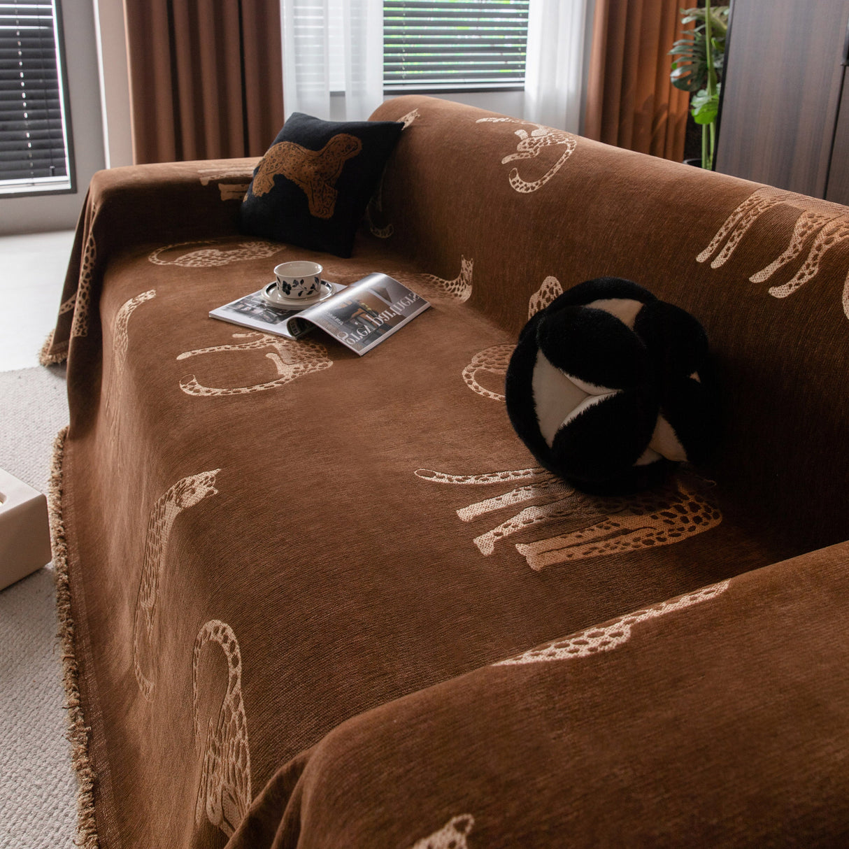 Leopard Sofa Cover Blanket Stylish Furniture Protector Throw for Couches & Loveseats