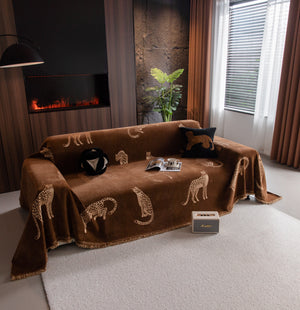 Leopard Sofa Cover Blanket Stylish Furniture Protector Throw for Couches & Loveseats