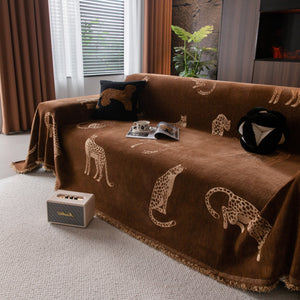 Leopard Sofa Cover Blanket Stylish Furniture Protector Throw for Couches & Loveseats