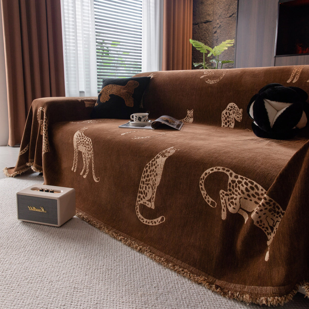 Leopard Sofa Cover Blanket Stylish Furniture Protector Throw for Couches & Loveseats