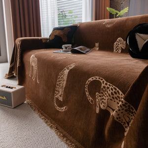 Leopard Sofa Cover Blanket Stylish Furniture Protector Throw for Couches & Loveseats