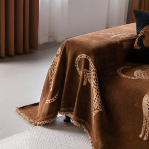 Leopard Sofa Cover Blanket Stylish Furniture Protector Throw for Couches & Loveseats