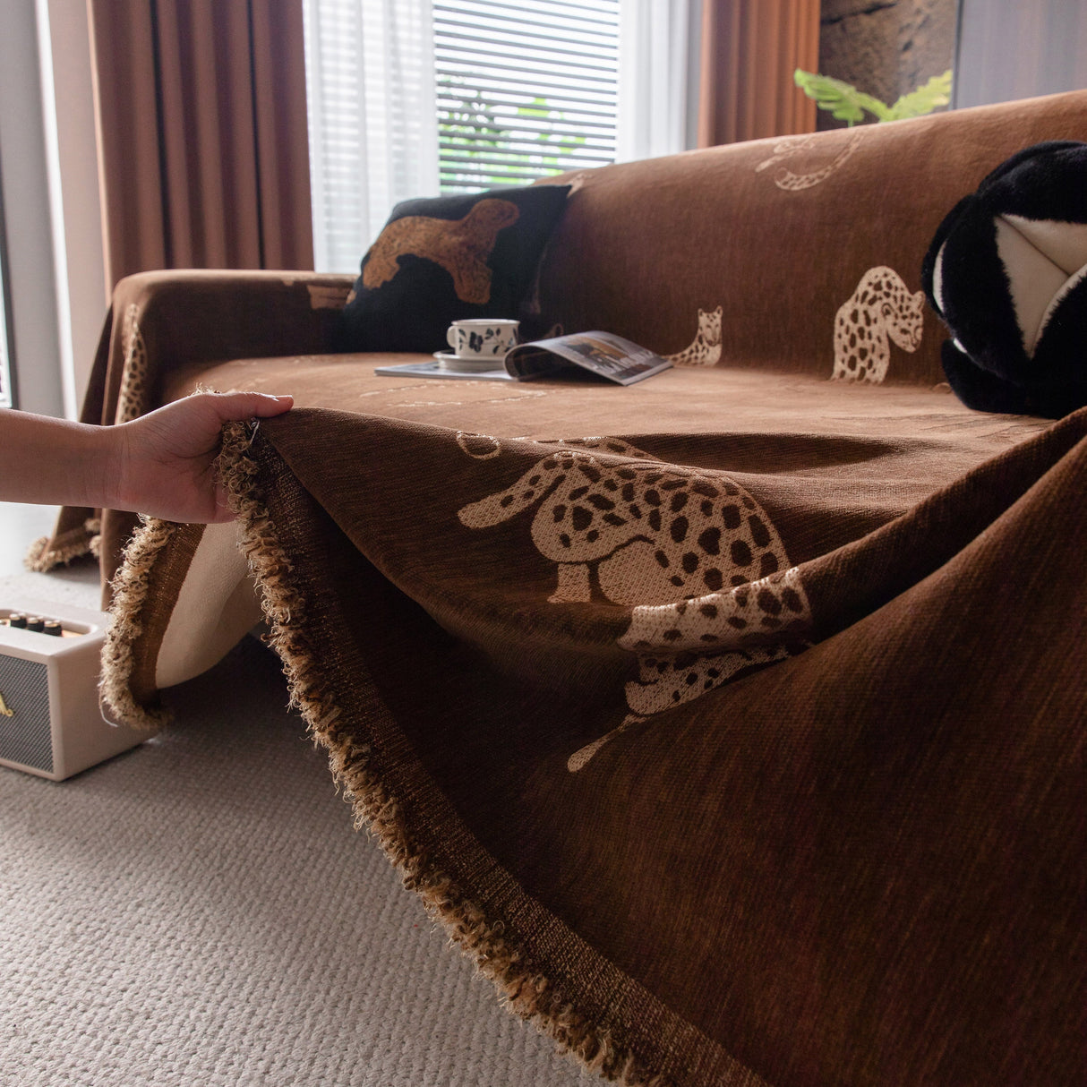 Leopard Sofa Cover Blanket Stylish Furniture Protector Throw for Couches & Loveseats